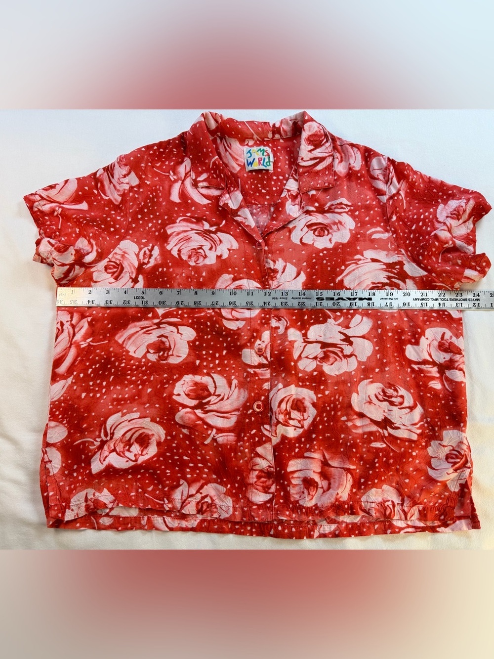 Vintage 1990’s Jams World Floating Rose Short Sleeve Blouse Made In Hawaii XL - Picture 5 of 9
